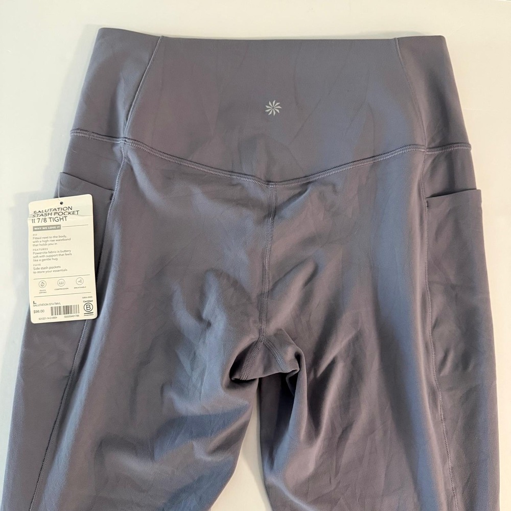 Athleta Salutation Stash Pocket II 7/8 Tight Purple High Rise Leggings Large